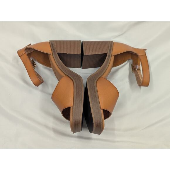 Torrid Ankle Strap Block Heels 12WW Tan Dressy High Heeled Open Toe Sandal - Picture 7 of 11